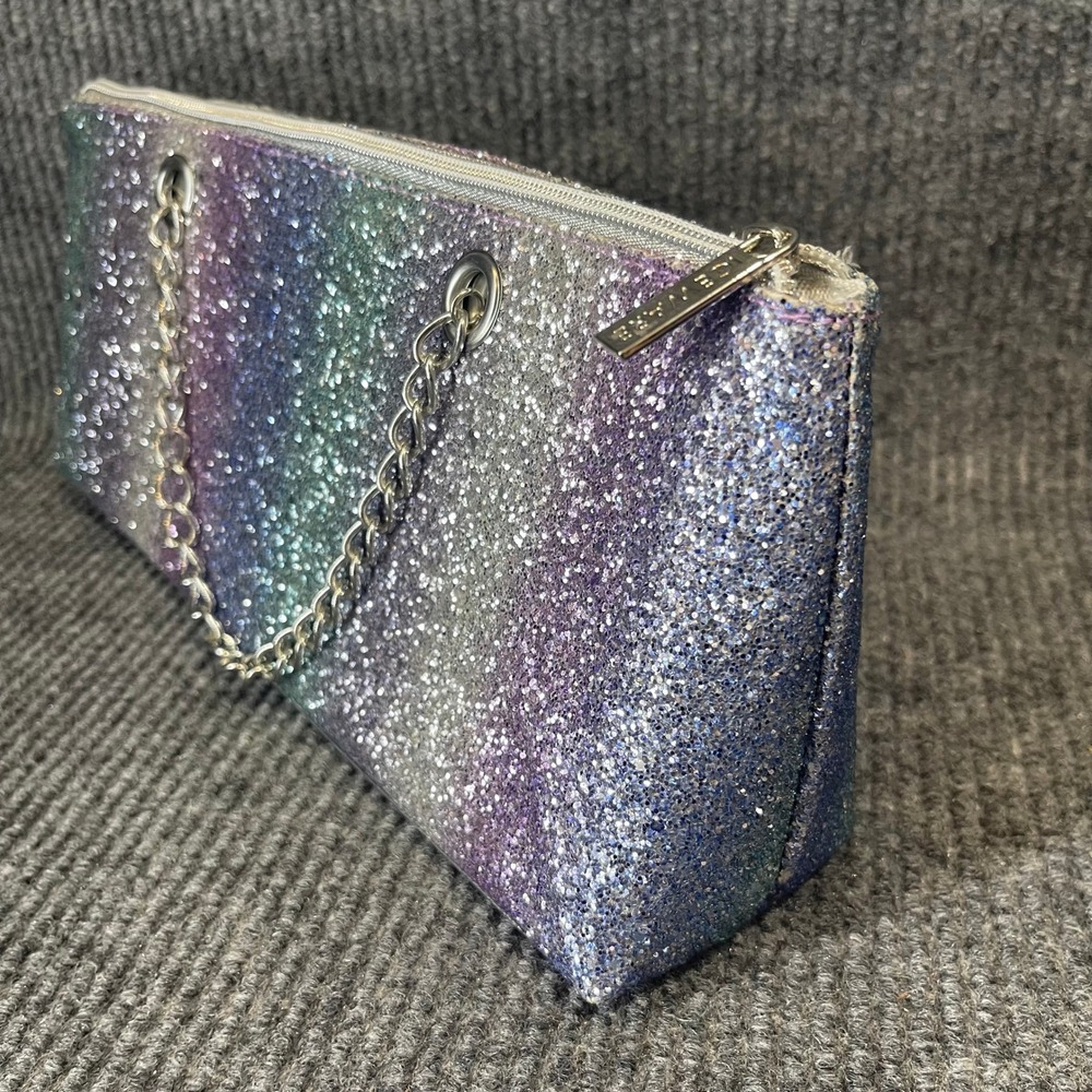 Iceware Insulated Wine Tote Bag Rainbow Glitter Chain Handle Vacation‎ Beach